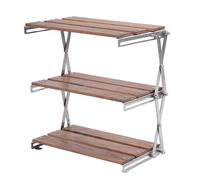 LIYJTK 3 Tier Wood Shelving Strong Load Bearing Fine Polishing Metal Beech Wood Folding Storage Shelves 3 Tier Shelves for Camping