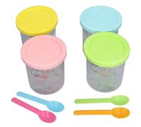 LIYJTK 4pcs Reusable Ripple Pattern Ice Cream Containers with Lids Storage Cups Supplement Jar Cream Replacement Containers for Home