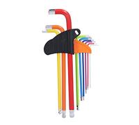 LIYJTK 9pcs HEX CLET Key Set Multi Color Chrome Vanadium Steel Ball End Long Bras Outils 1,5-10 mm