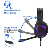 LIYJTK Anivia MH602 Casque de Jeu PC Portable Suppression du Bruit sur l'oreille Casque Micro Jack 3,5 mm Filaire Basse Surround Cache-Oreilles Souples Jeux Bleu Violet Rouge (Violette)