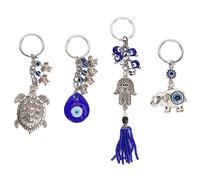 LIYJTK Blue Eye Good Luck Elephant Hand Tortoise Keychain Set Utilisation Quotidienne
