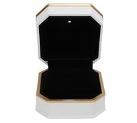 LIYJTK Boîte à bagues lumineuse LED, affichage élégant en velours blanc pour fiançailles, saint-valentin