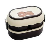 LIYJTK Boîte à lunch 2 Compartiment de niveau 3 grande capacité mignonne boîte à lunch portable pratique pour les étudiants de bureau (Mignon)