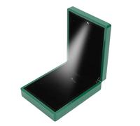LIYJTK Boîte à pendentif lumineuse LED avec lumières blanches, Design compact pour des Moments spéciaux, étui à bijoux en cuir PU (Verte)