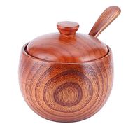 LIYJTK Boîte à Sel En Bois Pot à épices, Salière En Bois Naturel Avec Couvercle Et Cuillère, Sucrier Poivre Assaisonnement Pour Cuisine, Service, Condiment, Style Japonais
