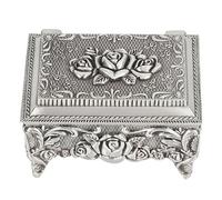 LIYJTK Boîte de bijoux vintage élégante Boîte de rangement à bizarreries à doublure en velours doux en alliage de zinc sculpté pour décor de fureur familial