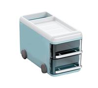 LIYJTK Cartoon Desk Organizer With Drawer Cute Desktop Storage Box Pen Pencil Holder Large Capacity Stationery Organiser for Office School Home PP Plastic Compact Size