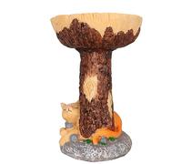 LIYJTK Cat Bird Bath Statue en résine Durable Bol de Bain d'oiseau décoratif Ornement Balconie Jardin Courté