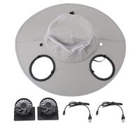 LIYJTK Chapeau de ventilateur solaire, 2 ventilateurs, 3 vitesses, RECHARGEABLE, résistant aux UV, à large bord, chapeau de soleil, golf, randonnée, course à pied, cyclisme, pêche