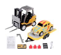 LIYJTK Chariot élévateur télécommandé, Mini véhicule RC en Alliage, Jouet avec lumières de remorque, Son pour Enfants et Adultes (Jaune terreux)