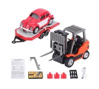 LIYJTK Chariot élévateur télécommandé, Mini véhicule RC en Alliage, Jouet avec lumières de remorque, Son pour Enfants et Adultes (Orange)