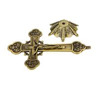 LIYJTK Crucifix décoratif en métal de Style Vintage, catholique avec Base pour décoration d'étagère de Table (Bronze)