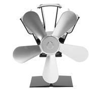 LIYJTK Fantin de cuisinière en bois 5 lames foyer ventilateur chauffant poêle alimentée ventilateur en bois poêle à bûcher bûche de bûche de cheminée verticale rectangulaire (Argent)