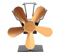 LIYJTK Fantin de cuisinière en bois 5 lames foyer ventilateur chauffant poêle alimentée ventilateur en bois poêle à bûcher bûche de bûche de cheminée verticale rectangulaire (Or)