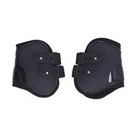 LIYJTK Guêtres tendineuses pour Chevaux, Coque en PU réglable pour Les Courses de Chevaux et Les Sports (Pattes postérieures Noires Grandes)