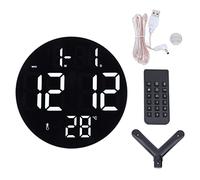 LIYJTK Horloge Murale numérique Ronde, Horloge numérique Murale 12 24 Heures, alimentée par USB, silencieuse, Moderne, LED, pour Bureau, Salon, Chambre à Coucher, Salle de Classe