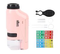 LIYJTK Kit de microscope pour enfants, ensemble d'exploration de lentilles haute définition miniatures portables, opération facile, élèves du primaire et du secondaire, microscope (Rose)