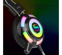 LIYJTK KUBITE - écouteurs filaires de Jeu, Supra-Auriculaires, lumière RGB, Longue durée, Confortable, Noir