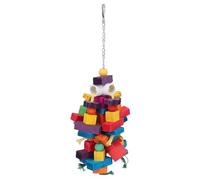 LIYJTK Large Bird Parrots Toy Multicolored Blocks Chewing Entertainment Exercise for Cage Hanging Play Stand Durable Plastic 239g