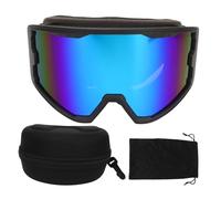 LIYJTK Lunettes de ski double couche, protection solaire, anti-buée, élasticité réglable, lunettes de snowboard pour ski, snowboard, cyclisme, moto (Monture noire, verres bleus)