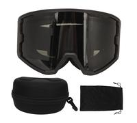 LIYJTK Lunettes de ski double couche, protection solaire, anti-buée, élasticité réglable, lunettes de snowboard pour ski, snowboard, cyclisme, moto (Monture noire, verres gris)