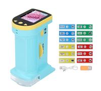 LIYJTK Microscope portatif pour enfants, luminosité de la lumière LED, mini microscope de poche éclairé par vidéo réglable, petite carte mémoire de 32 Go, conception portable pour une (Bleue)