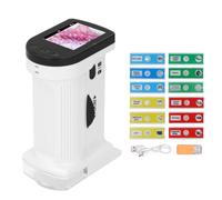 LIYJTK Microscope portatif pour enfants, luminosité de la lumière LED, mini microscope de poche éclairé par vidéo réglable, petite carte mémoire de 32 Go, conception portable pour une (Blanche)
