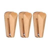 LIYJTK Pinces à serviettes auto-adhésives en bois de hêtre avec boule en acier au carbone à gravité unique, porte-serviettes mural multifonctionnel sans perçage pour la maison, la (3 Pack)