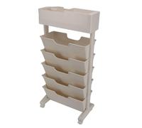 LIYJTK Plastic étroit Livre Affichage étagère Utilitaire Bibliothèque Blanche Beige pour la Cuisine de la Chambre à Coucher (avec Roues 40,4x74,7 cm)