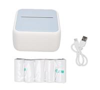 LIYJTK Portable Thermal Printer with 5 Rolls Paper Inkless BT Printing Machine for Label Sticker Barcode for Home Office Travel Use Blue