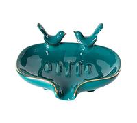 LIYJTK Porte-Savon en céramique à Bordure dorée Nordique, Porte-Savon en Forme d'oiseau, Plateau à Savon Auto-drainant pour Salle de Bain, Usage Domestique (Verte)
