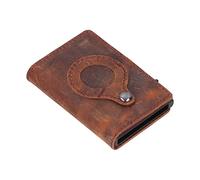 LIYJTK Portefeuille de Carte RFID Multifonctionnel pour Hommes du Support de Carte de crédit en Cuir véritable (Brun foncé)