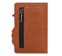 LIYJTK Portefeuille en Aluminium en Aluminium PU Anti perdant Ultra Thin Id Credit Carte pour Le Dispositif de Suivi des localisateurs (Couleur Abricot)