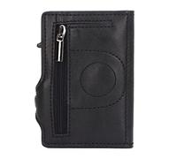 LIYJTK Portefeuille en Aluminium en Aluminium PU Anti perdant Ultra Thin Id Credit Carte pour Le Dispositif de Suivi des localisateurs (Noir)
