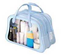 LIYJTK Sac cosmétique Extra Large Organisateur de Voyage Portable PVC Sac cosmétique séparation sèche Humide (Bleu)