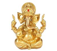 LIYJTK Statue d'éléphant Indien Ganesha, Sculpture de Dieu Hindou en résine, Ornement décoratif de Dieu Indien, pour la Maison et Le Jardin (Or)