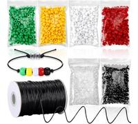 liyoe 1 200 Pièces de Perles de Bracelet de Projet de Sauvetage, Perles en Vrac, 100 Mètres de de Coton Ciré, Kit D'Artisanat Pédagogique