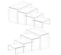 liyoe 8 Pièces 2 Ensembles de Petits Contremarches en Acrylique, Présentoir en Acrylique Transparent Épais, Vitrine de Bureau Rectangulaire pour Objets de Collection