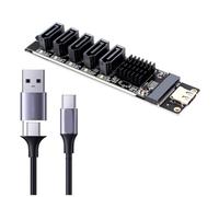 liyoe Adaptateur Type-C vers 5 Ports SATA3.0, Carte Riser JM575 + JMS580 SATA3 6 Gbps USB10G, Châssis Serveur, Extension D'Ordinateur PC
