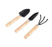 liyoe Ensemble de 3 Mini Outils de Jardin Outils de Plantation à la Main Petite Pelle Râteau Pelle Manche en Bois Outils de Plantation