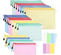 liyoe Lot de 20 pour Documents A4+A5+A6, Pochette en Plastique avec Fermeture Éclair, Pochette en Filet avec Fermeture Éclair (4 Couleurs)