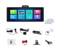 liyoe Moniteur de Voiture DVR 4K 10,26 Pouces Carplay Android Auto Tableau de Bord ADAS Dash Cam Double Caméras Navigation GPS WiFi FM IPS Écran A