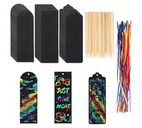liyoe Signets à Gratter, Cadeaux de Fête D'Étudiant Arc-En-Ciel Bricolage Marque-Page Étiquettes Cadeaux Suspendues avec Outil à Gratter pour Salle de Classe
