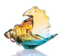liyoe Statue de Conque en Verre Soufflé à la Main, Figurine d'art en Verre, Décoration de Maison avec Coquillages de Mer, Statue d'art en Verre Ambré, Décoration de Bibliothèque