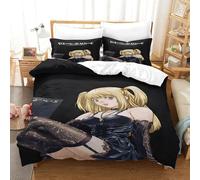 Liyoky 3D, Imprimé Death Note Parure De Lit Microfibre Super Douce Et Respirante Housses De Couettes 3 Pièces avec Taies d'oreiller King（220x240cm）