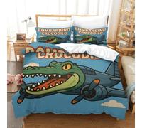 Liyoky 3D, Imprimé Italian Brainrot，Bombardino Crocodilo Parure De Lit Microfibre Super Douce Et Respirante Housses De Couettes 3 Pièces Et Taie d'oreiller King（220x240cm）