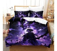 Liyoky 3D, Imprimé Solo Leveling Parure De Lit Microfibre Super Douce Et Respirante Housse De Couette 3 Pièces Et Taie d'oreiller Single(140x200cm)