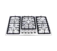 LIYUANJUN Table de cuisson à gaz, 83,8 x 50,8 cm, table de cuisson à gaz intégrée, 5 brûleurs, pour hôtel, restaurant, maison, gaz naturel, nettoyage facile, surface en acier inoxydable, ustensiles de