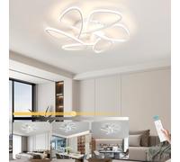 LIYYANG Plafonnier LED intensité variable Luminaire contemporain avec télécommande Plafonnier métal Convient pour l'éclairage intérieur salons chambres salles manger cuisines bureaux (Blanc, Ø75CM)