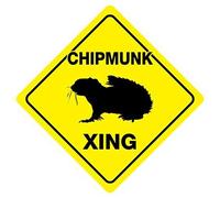 Liz66Ward Panneau de signalisation de route Chipmunk Crossing - En aluminium - Avis d'avertissement - Carré - 30,5 x 30,5 cm